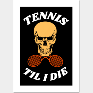 US Open Awesome Tennis Lover Skull and Crossbones Tennis Rackets Posters and Art